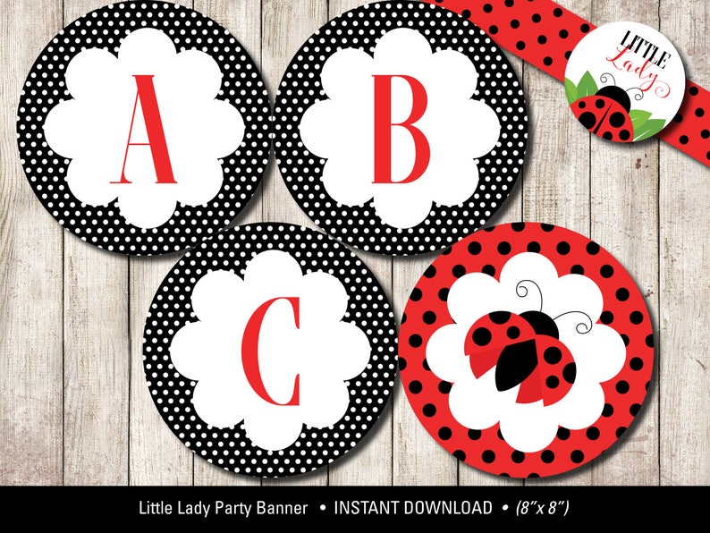 Ladybug Baby Shower Printables Printable Party Banner Shower | Etsy