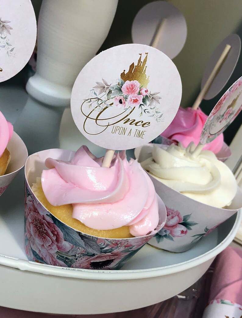 Princess Baby Shower Cupcake Toppers Cupcake Wrapper Etsy