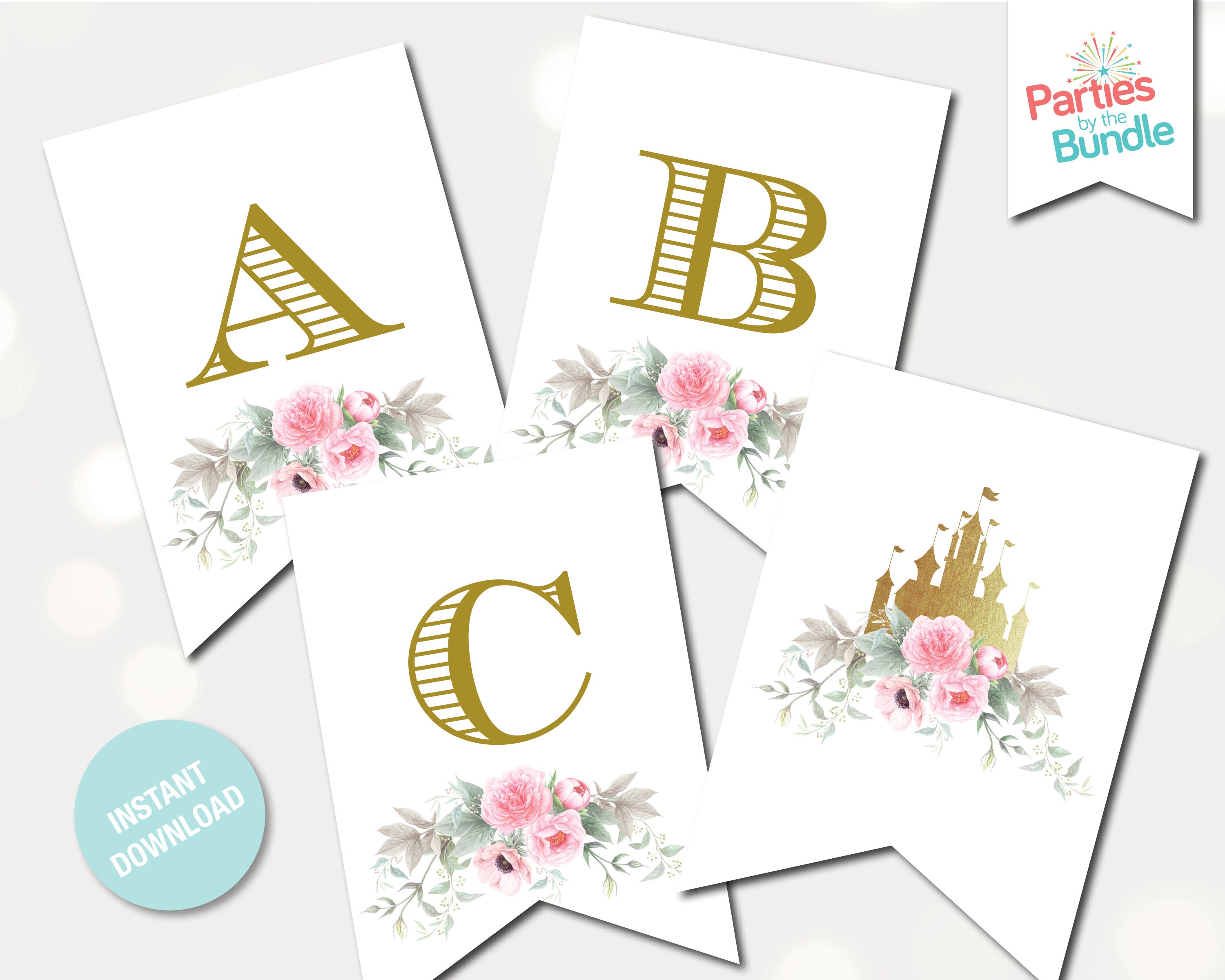 Princess Baby Shower Party Banner Bunting Party Decoration Once Upon a Time Birthday Banner Party Garland INSTANT DOWNLOAD