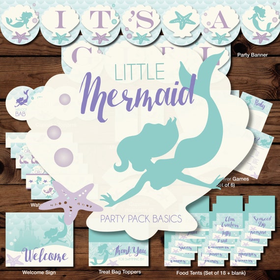 Mermaid Baby Shower Decor Little Mermaid Baby Shower Etsy