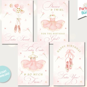 Pink Tutu Party Decorations, Ballerina Birthday Poster Set, Dance and Twirl Birthday Decor, Printable Posters, INSTANT DOWNLOAD BA2