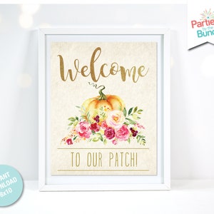 Little Pumpkin Baby Shower Welcome Sign Fall Pumpkin Printable Party Its a Girl Shower Decoration INSTANT DOWNLOAD