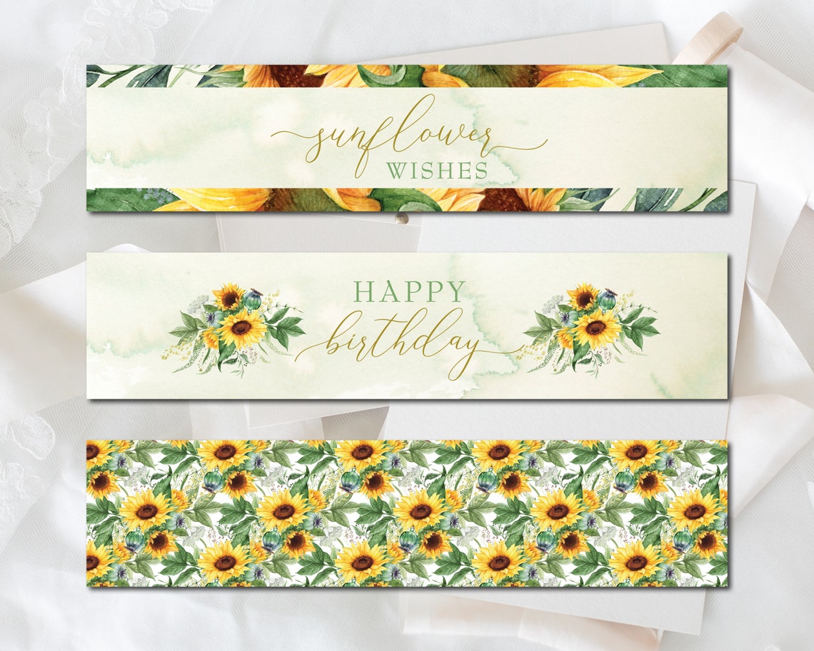 Sunflower Water Bottle Labels Water Bottle Wraps Sunflower - Etsy