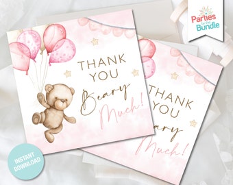 Teddy Bear Gift Tags, Teddy Party Printables, Thank You Tags, Favor Tags, Party Supples, Teddy Bear Decorations, INSTANT DOWNLOAD T5
