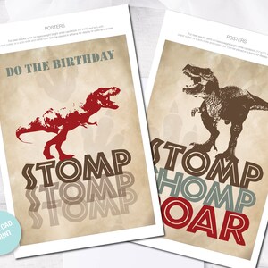 Dinosaur Birthday Party Decorations, Dinosaur Printables, Poster Set ...