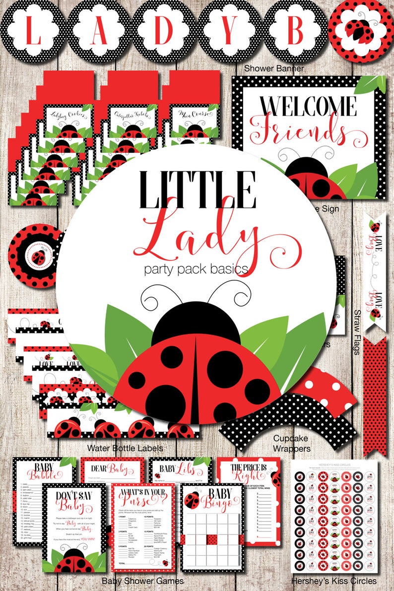 Ladybug Party Pack Kit Ladybug Printables Printable Party - Etsy