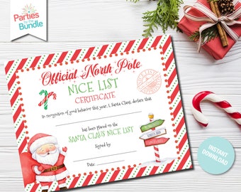 Official Santa Claus Nice List Certificate, Letter from Santa, North Pole Mail, Christmas Eve Box, INSTANT DOWNLOAD, #005