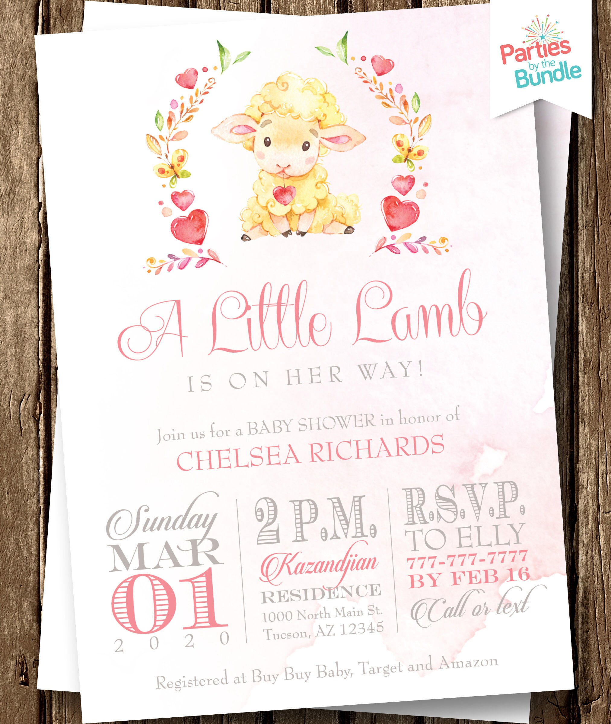 Little Lamb Baby Shower Invitation Little Sheep Spring Baby Etsy