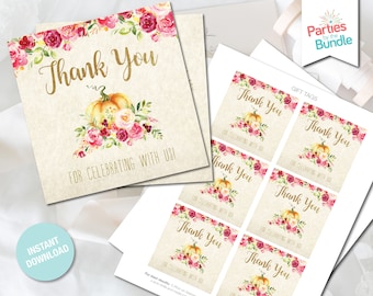 Little Pumpkin Baby Shower Gift Tags Fall Pumpkin Thank You Tags Printable Favor Tags Party Supples INSTANT DOWNLOAD