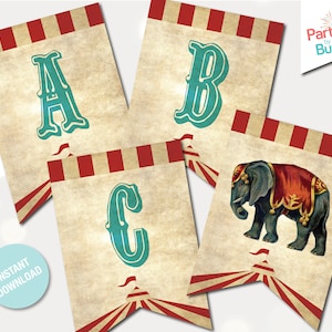 Circus Birthday Party Printables, Party Banner, Birthday Bunting, Party Garland, Carnival Decorations, Greatest Showman, INSTANT DOWNLOAD C2