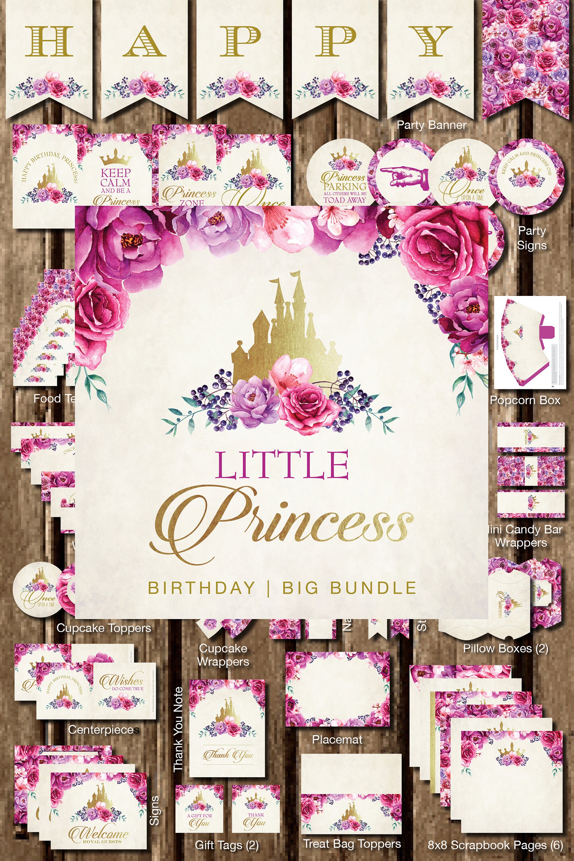 Princess 1st Birthday Girl Princess Party Kit Princess Etsy