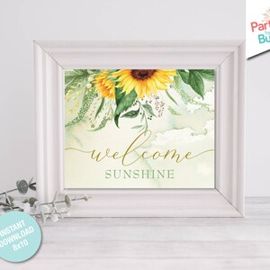 Welkomstbord zonnebloem, verjaardagsbordje zonnebloem, verjaardagsdecoratie zonnebloem, bord feest, feestdecor, INSTANT DOWNLOAD, DIGITALE S6