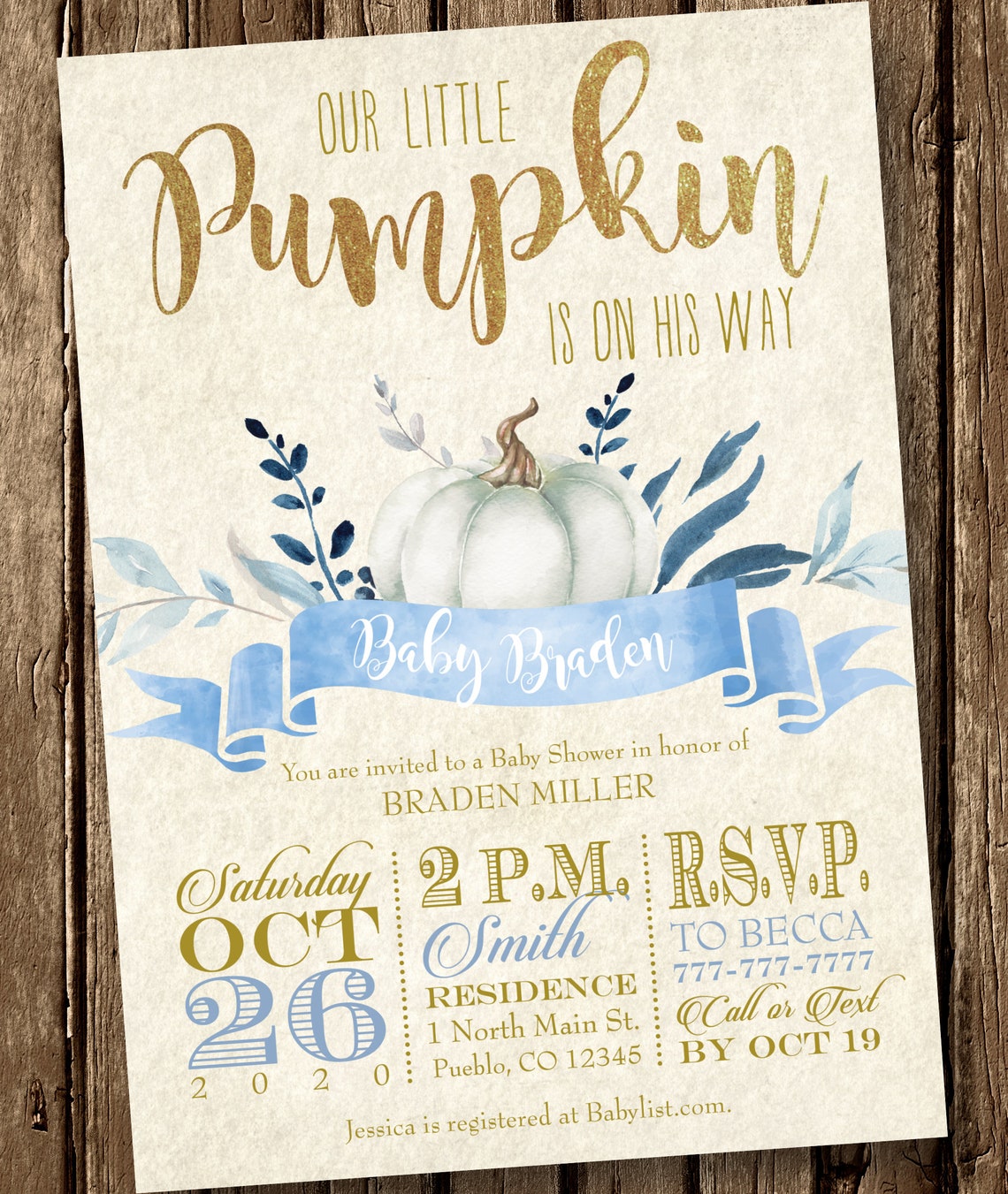 Little Pumpkin Baby Shower Invitation Little Pumpkin Shower Etsy