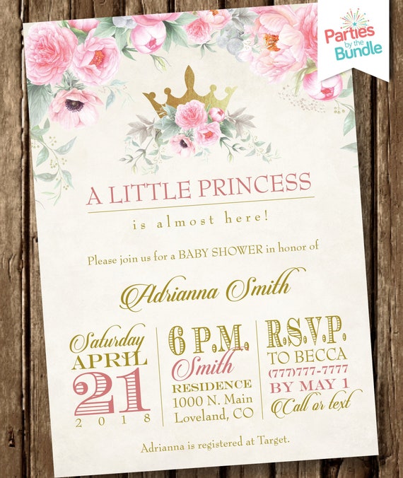 Princess Baby Shower Invitation/Pink 