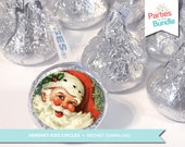 Santa Kiss Stickers, Christmas Kiss Circles, Santa Printables, Christmas Printable, Holiday Decorations, Instant Download