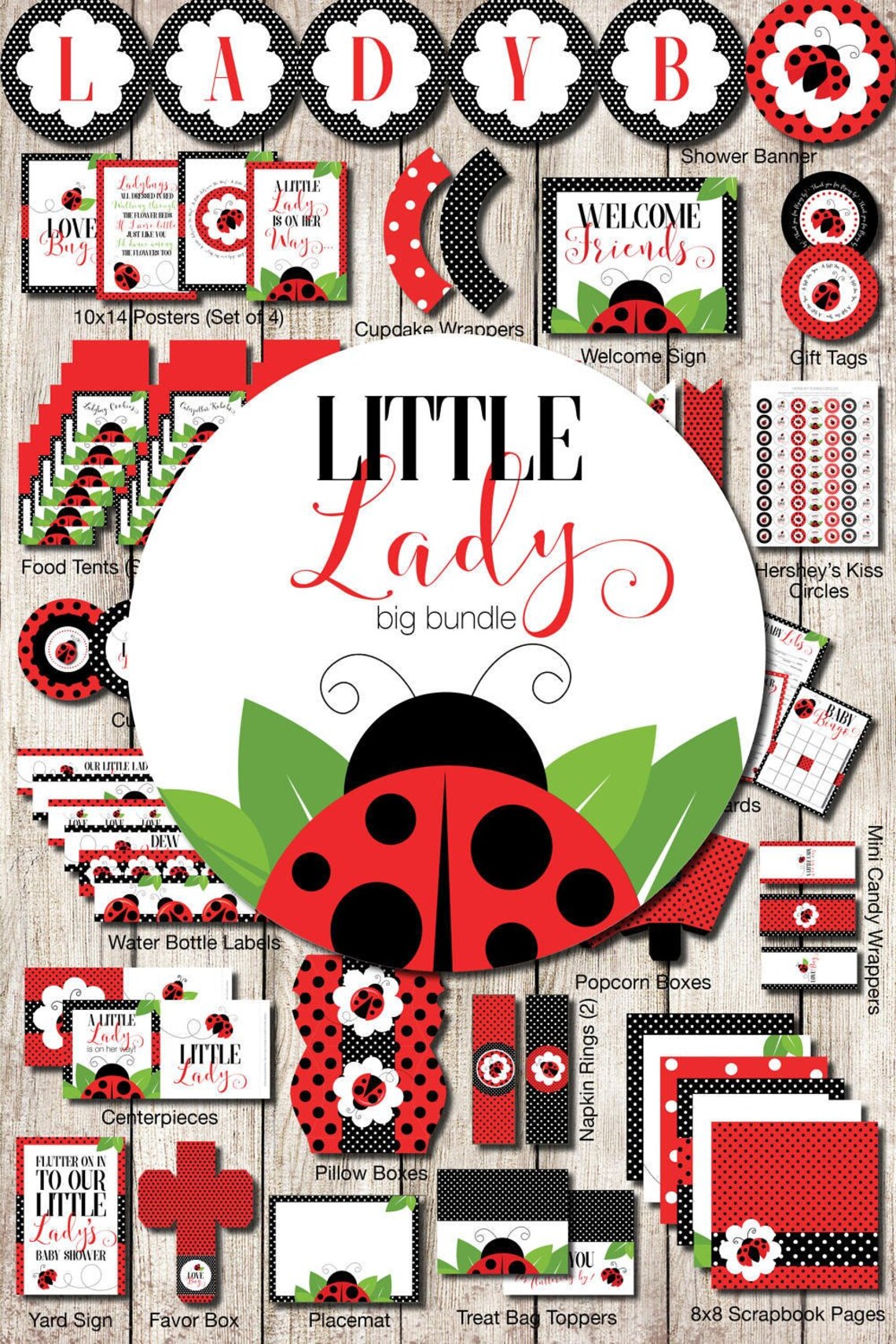 Ladybug Party Pack Kit Ladybug Printable Party Shower - Etsy