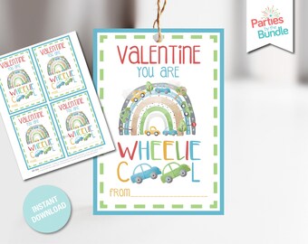 Wheelie Cooles Auto Valentinstag Geschenkanhänger | Valentinstag Geschenkanhänger zum Ausdrucken | SOFORTIGER DOWNLOAD