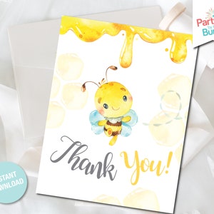 Tarjeta de agradecimiento para baby shower de abejas / Tarjeta de notas para mamá abejita / DESCARGA INSTANTÁNEA B28