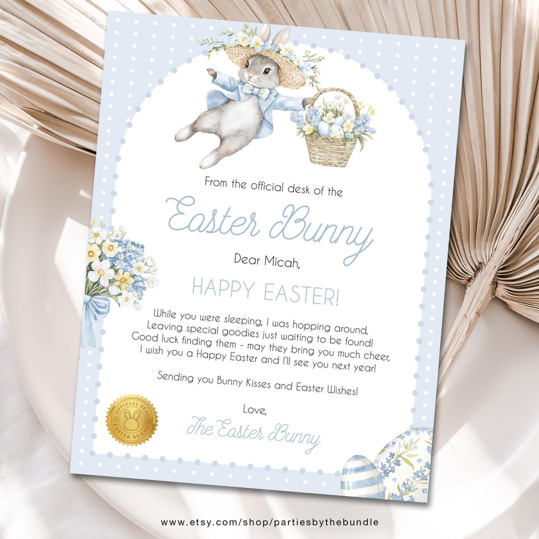 Personalized Easter Bunny Letter | Editable Keepsake | Corjl Template ...