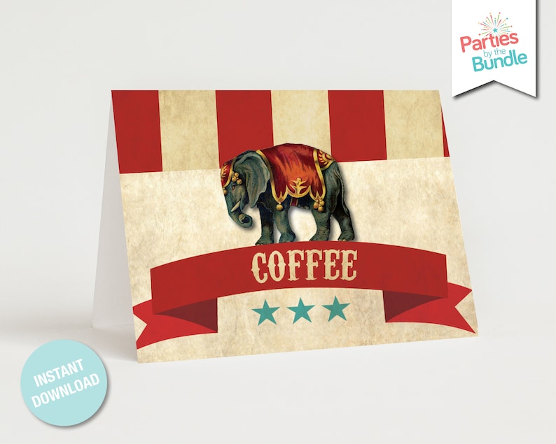 Circus Birthday Party Printables Greatest Showman Carnival Party Food Tags Table Tents Place Cards Buffet Cards INSTANT