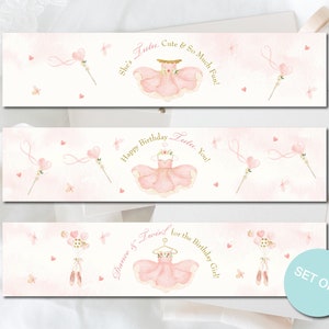 Pink Tutu Water Bottle Labels, Printable Water Bottle Wrapper ...