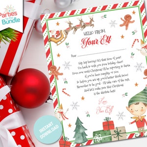 Carta de chegada do elfo, estou de volta, correio do Pólo Norte, carta de retorno do elfo, olá do seu menino elfo, carta do elfo de Natal, DOWNLOAD INSTANTÂNEO