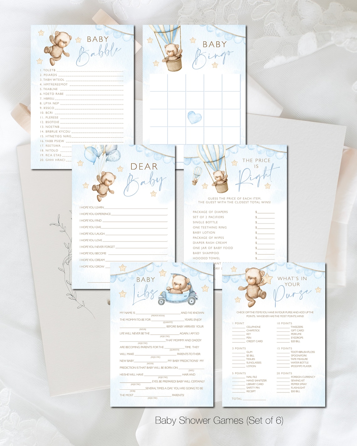 Teddy Bear Printable Baby Shower Bundle Party Pack Kit Party | Etsy