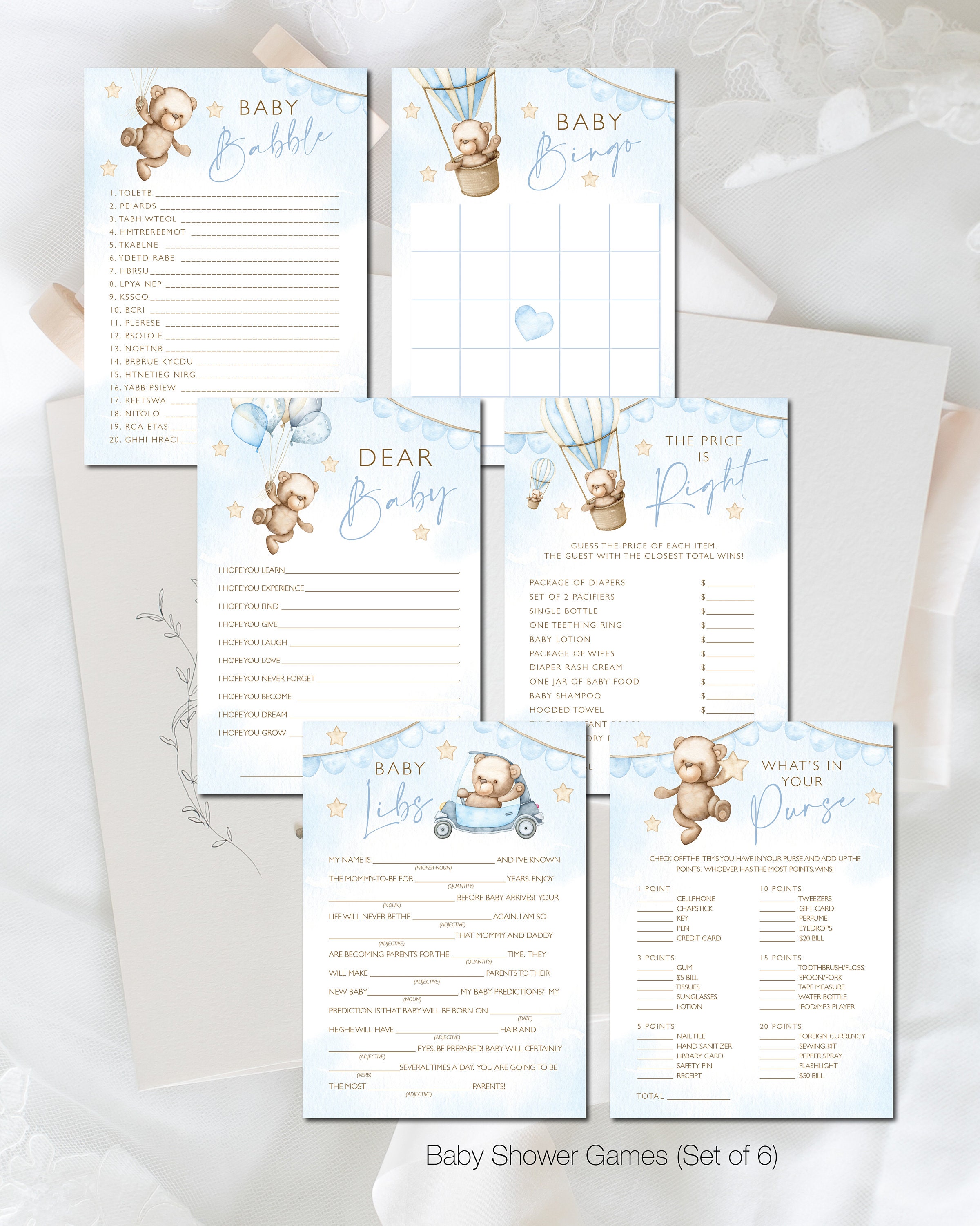 Teddy Bear Printable Baby Shower Bundle Party Pack Kit Party | Etsy