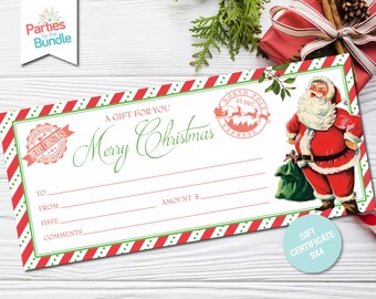 Printable Christmas Gift Certificate, Santa Gift Voucher, Gift Card, Christmas Eve Box, Gift Coupon, Stocking Stuffer, INSTANT DOWNLOAD