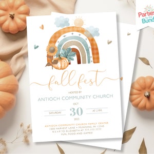 Fall Festival Invite | Autumn Fest Invitation | Watercolor Rainbow Theme