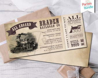 Boarding Pass Invitations, Train Birthday Invitation, Train Birthday Party Invite, Birthday Invitation Ticket, Boarding Pass Invites #003