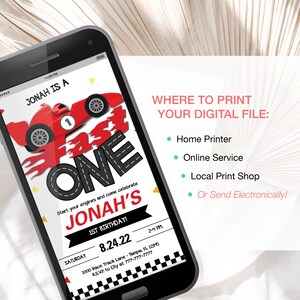 Fast One Birthday Custom Chip Bags, Boy First Race Car Birthday Decorations & Custom Party Favors (Printable - View #8