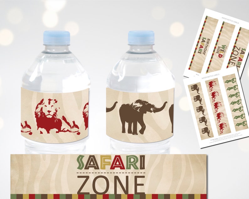 Safari Water Bottle Labels, Jungle Water Bottle Labels, Zoo Water Bottle Labels image 4