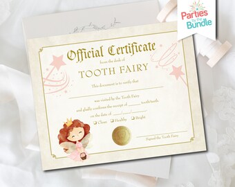 Tooth Fairy Certificate for Girl, Tooth Fairy Receipt, Lost Tooth Certificate, First Tooth Lost, Tooth Fairy Printable, INSTANT DOWNLOAD