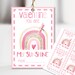 Printable Valentine's Day Gift Tag, Pink Rainbow Favor Tag, Printable ...