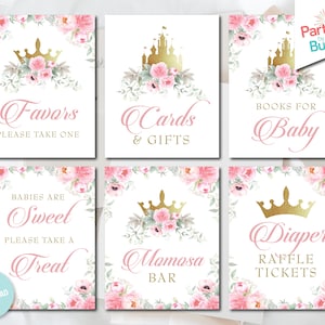 Princess Baby Shower Table Signs Once Upon a Time Shower Decorations Cards and Gifts Momosa Bar Diaper Raffle  INSTANT DOWNLOAD PF1