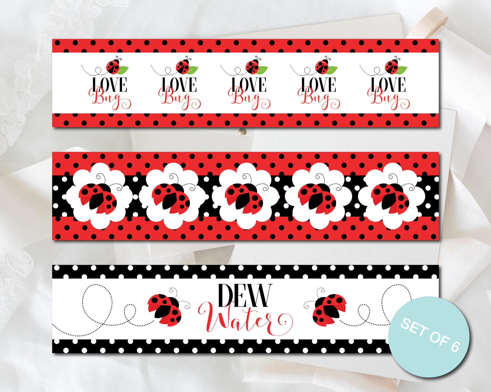 Ladybug Water Bottle Labels Ladybug Printables Ladybug Baby Etsy