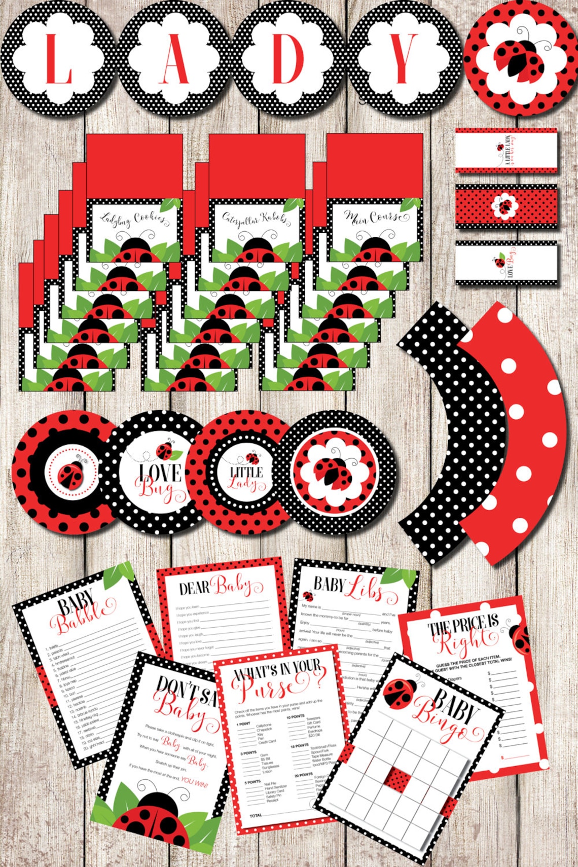 Ladybug Party Pack Kit Ladybug Printables Printable Party - Etsy