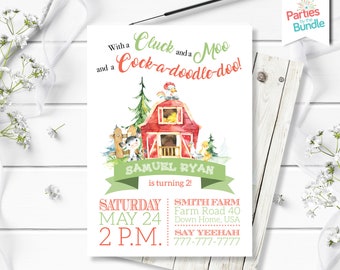 Barn Invitation | Barnyard Birthday Invitation, Barnyard Birthday, Farm Animal Invitation, Farm Birthday Party, Summer Invitation, DIGITAL