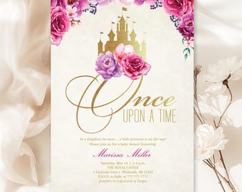 EDITABLE Once Upon a Time Baby Shower Invitation | Little Princess Storybook Theme | Fairytale Shower Invite | Corjl Template PP1