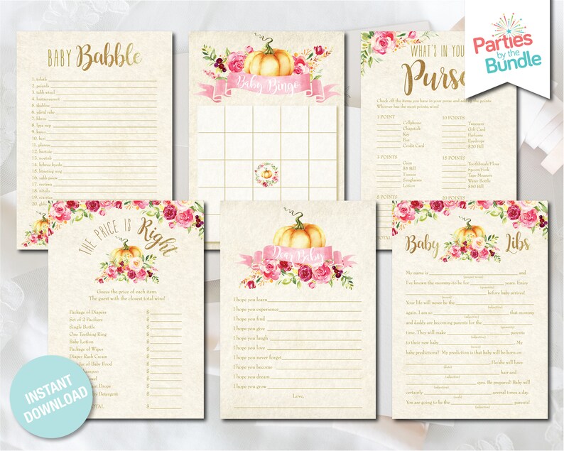 Little Pumpkin Baby Shower Game Cards Baby Bingo Baby Etsy