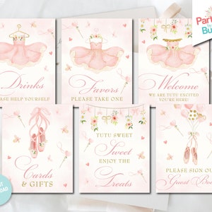 Ballerina Birthday Party Signs Ballerina Decoration Pink Tutu Girl Birthday Printable Signs Cards and Gifts  INSTANT DOWNLOAD BA2