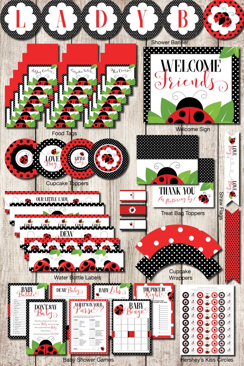Ladybug Party Pack Kit Ladybug Printables Printable Party - Etsy