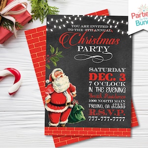 Retro Santa Claus Christmas Invitation | Holiday Open House Invite | DIGITAL FILE