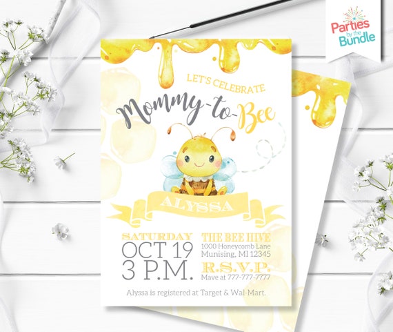 Bee Baby Shower Invitation | Mommy to Bee Shower Invite | Little Honey Theme B28