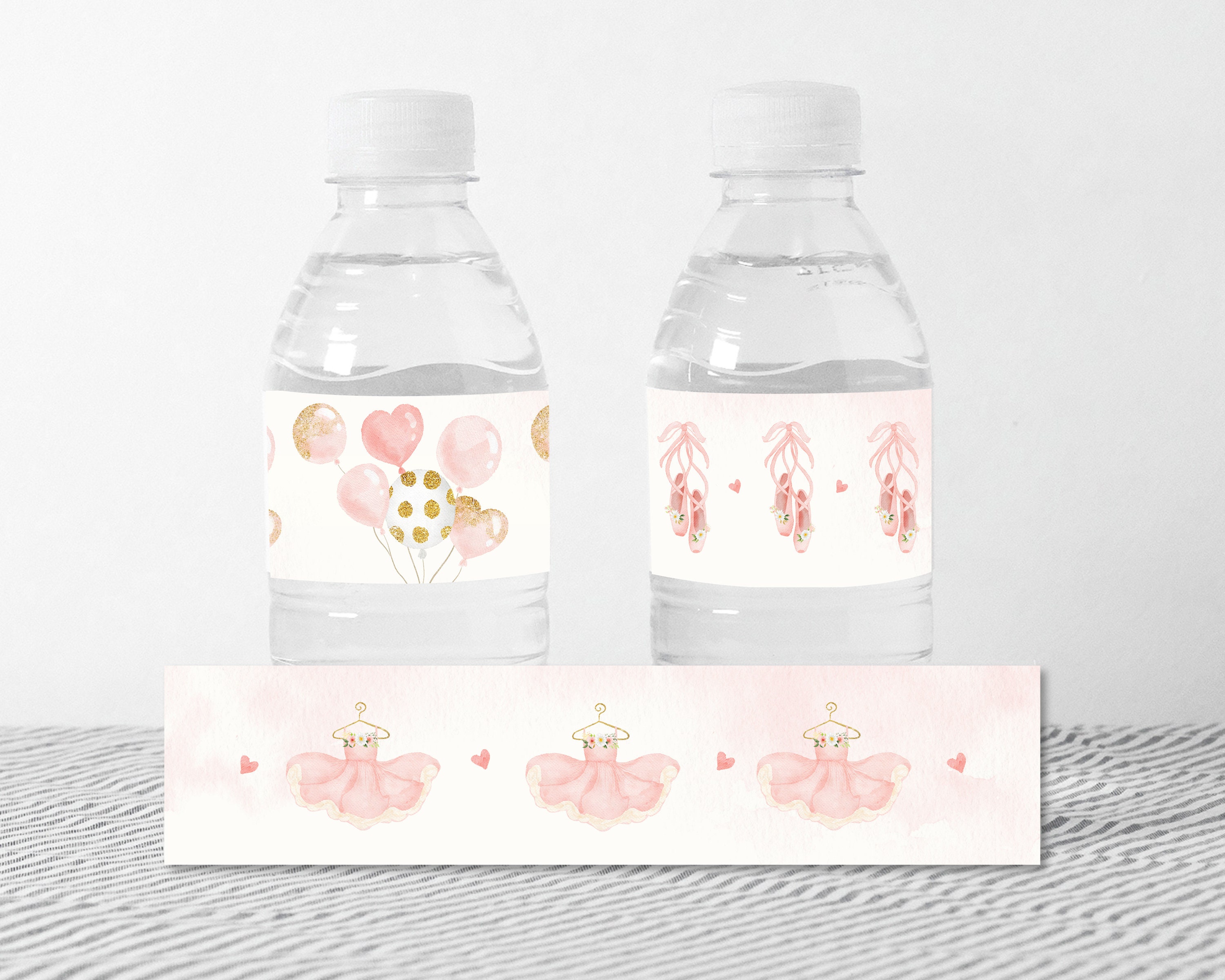 Pink Tutu Water Bottle Labels, Printable Water Bottle Wrapper ...