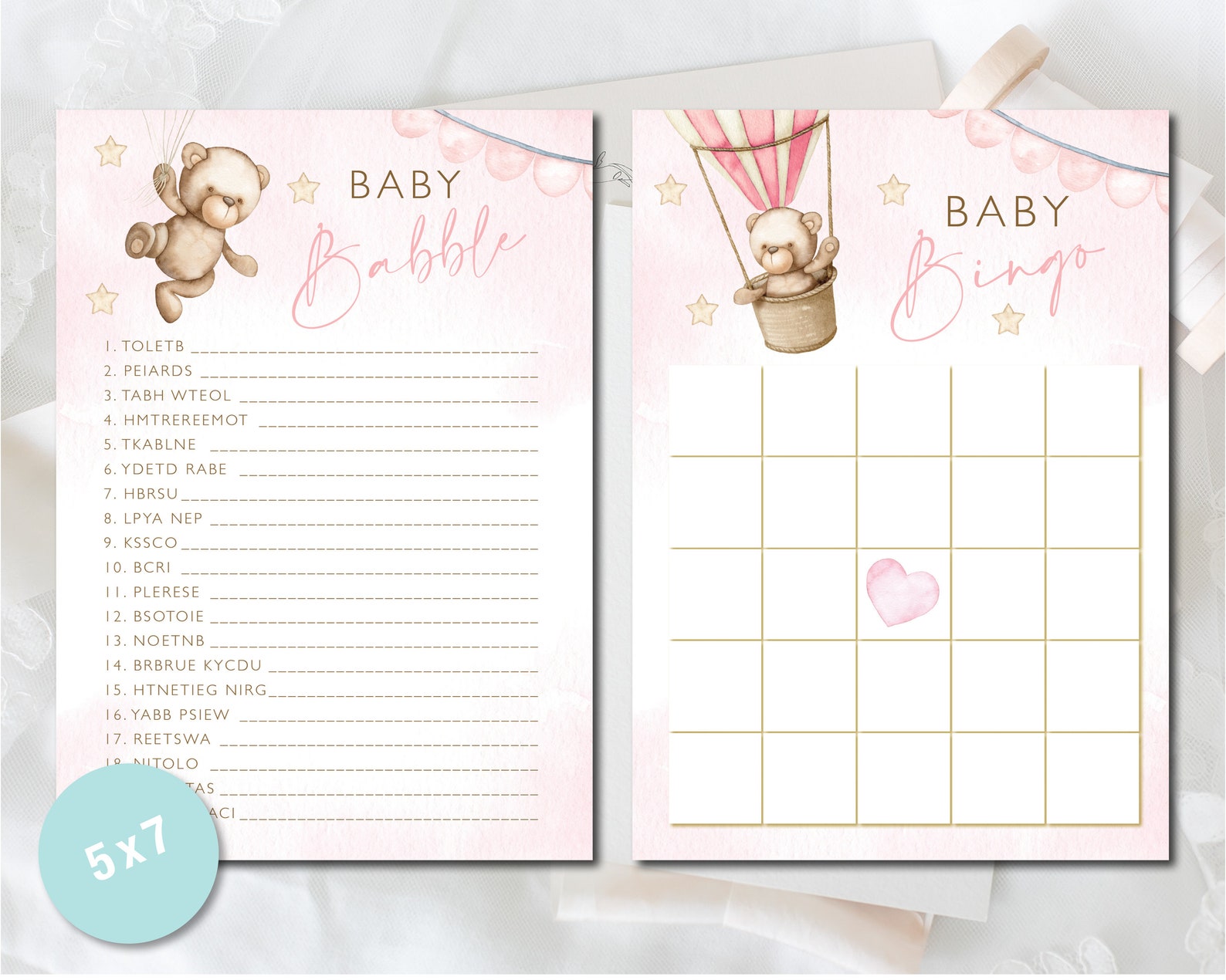 Teddy Bear Baby Shower Games Printable Game Cards Baby - Etsy