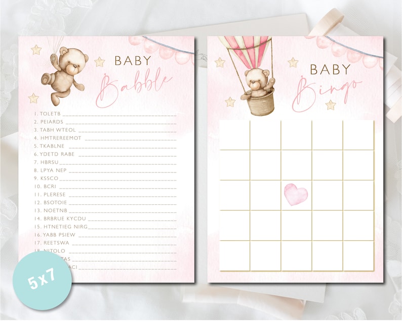 Teddy Bear Baby Shower Games Printable Game Cards Baby Etsy