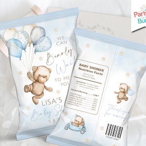 Sacchetti per patatine Teddy Bear, sacchetti per patatine Teddy Baby Shower, confezioni per snack, bomboniere stampabili, sacchetti per snack, FILE DIGITALE T6