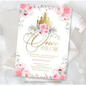 EDITABLE Once Upon a Time Baby Shower Invitation | Little Princess Storybook Theme | Fairytale Shower Invite | Corjl Template #001 PF1